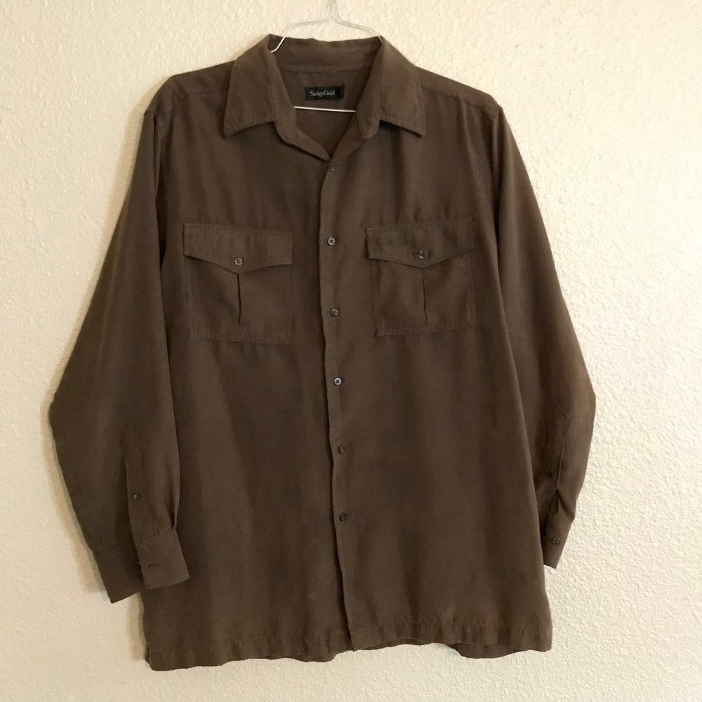 Sedgefield Brown Poly-suede Men's Shirt Large